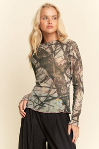 Tree Camo Mesh Top - Olive