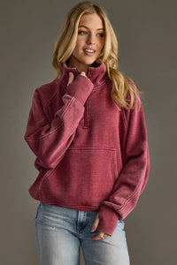 Quarter Zip Sweatshirt - Wine