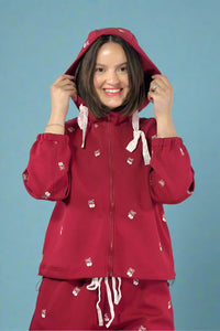 Sweet Cherries Zip Up Hoodie - Red