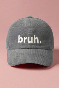 Bruh Embroidered Corduroy Cap - Grey