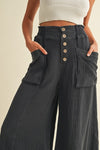 Mineral Washed Wide Pants Charcoal