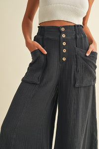 Mineral Washed Wide Pants Charcoal