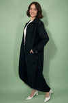 Lapel Button Up Long Coat - Black