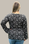Top Butterfly Print Crossover Hem - Black