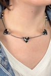 Heart Choker Necklace - Silver
