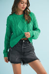 Adela Cable Knit Sweater - Lily Pad