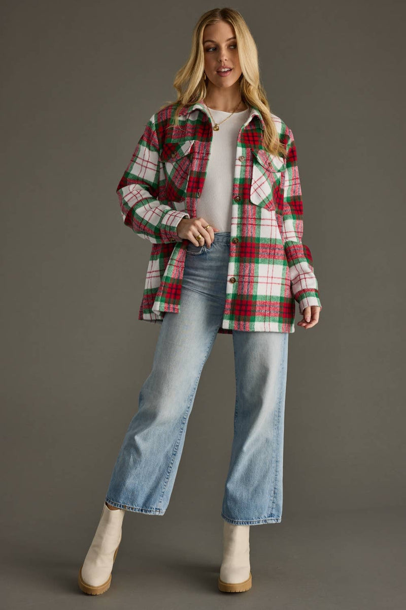 Red, Green & White Plaid Jacket