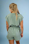 Collared Romper - Sage Green