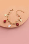 Porcelain Bead Link Chain Bracelet
