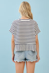 Striped Short-Sleeved Top - Ivory