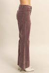 Mineral Washed Flare Pants - Brown