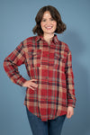 Plaid Button Up Flannel Shirt - Khaki