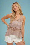 Open-Knit Crochet Top - Latte