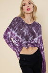 Jersey Long Sleeve Tie Dye Tunic Top - Purple