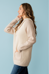 Mixed Texture Hooded Sweater Jacket