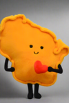 A yellow Wisconsin shaped stuffed toy.