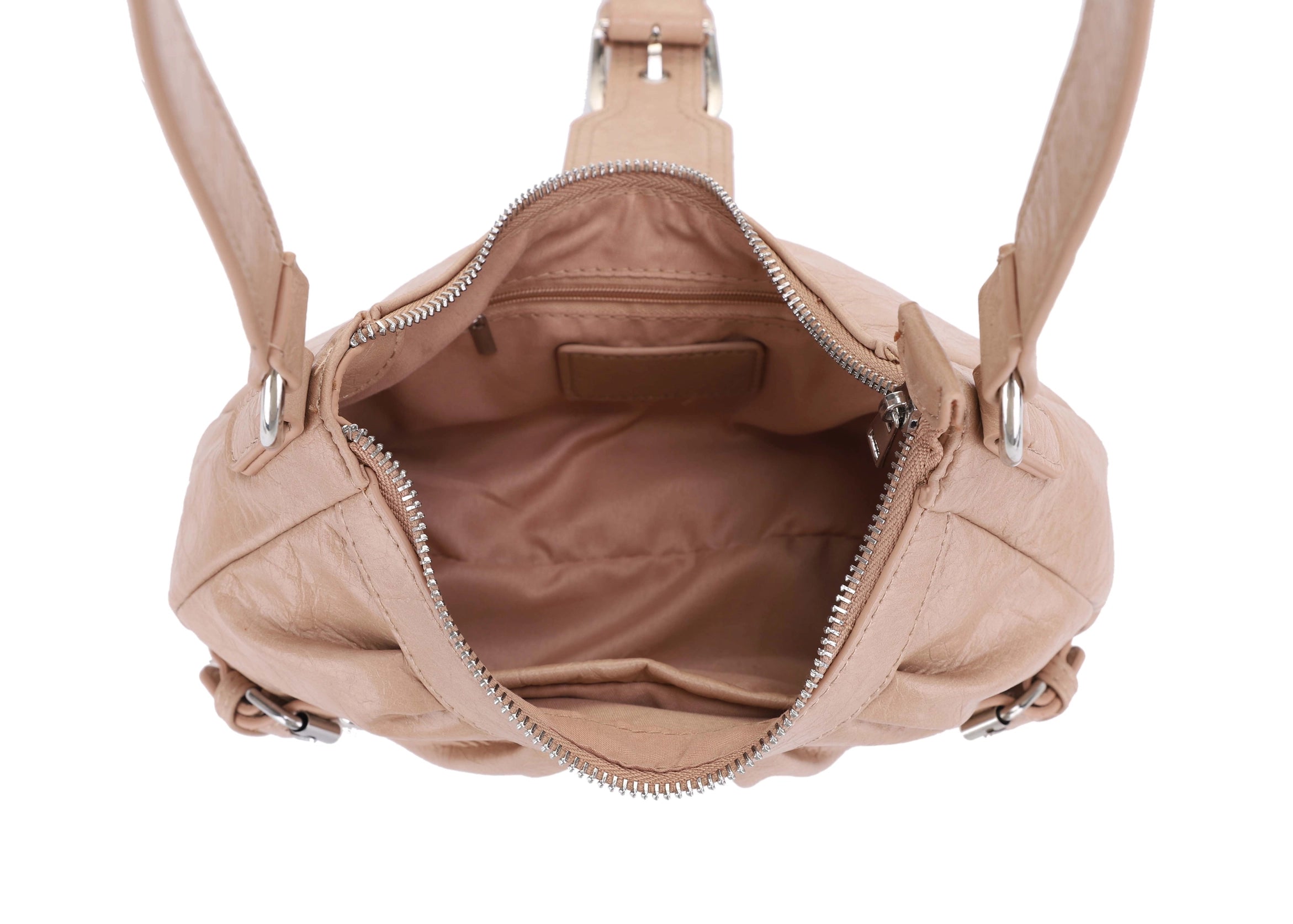 Grunge Buckle Baguette Shoulder Bag - Taupe