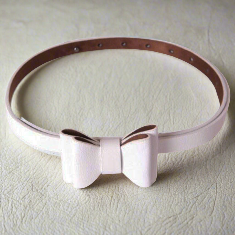 Retro Bow Belt - White