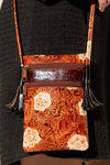 Hand-Painted Genuine Leather Crossbody - Magnolia