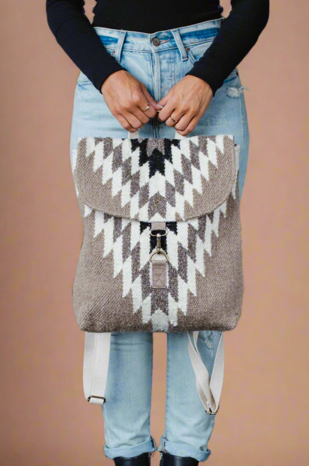 Taupe, Cream & Black Aztec Backpack
