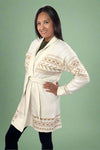 Tribal Print Waist Tie Cardigan - Natural