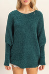 Chenille Boat Neck Sweater - Green