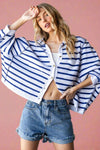 Striped Knit Cardigan - White