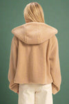 Toggle Hooded Sherpa Jacket - Taupe