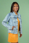 Distressed Raw Hem Buttons Denim Jacket