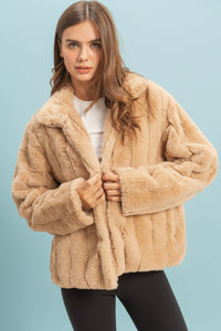 Faux Fur Jacket - Taupe