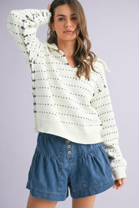 Dot Knit Pullover Sweater