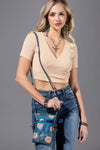 Hand-Painted Genuine Leather Crossbody - Sienna