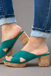 Chandra Crossed Platform Heel - Green