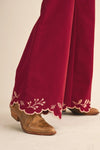 Cowgirl Embroidery High Rise Flared Pants