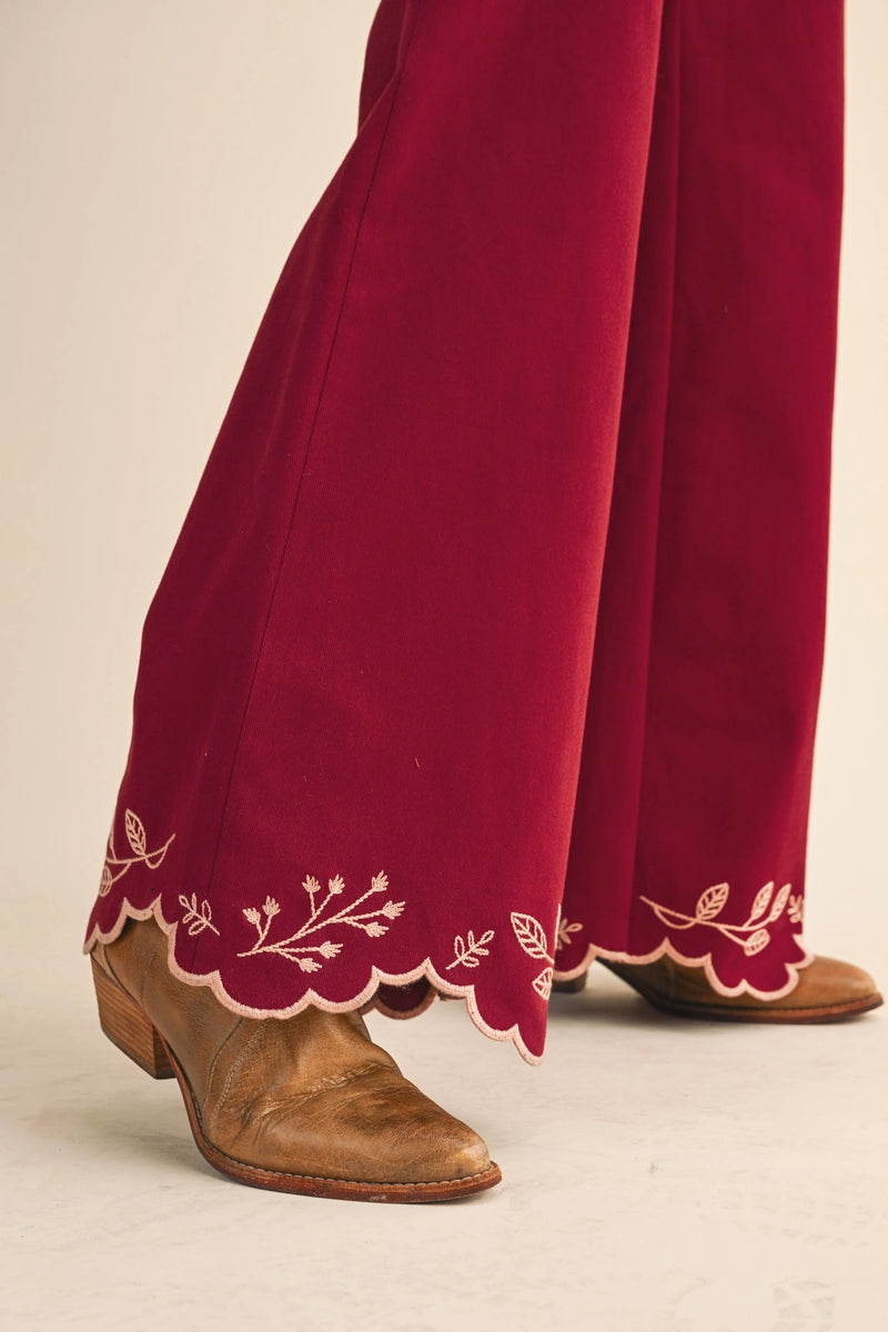 Cowgirl Embroidery High Rise Flared Pants