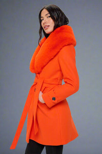 Citrus Solstice Faux Fur Collar Coat