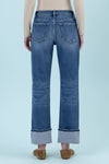 High Rise Cuffed Ankle Straight Jeans LV18