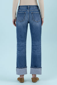 High Rise Cuffed Ankle Straight Jeans LV18