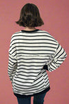 Oversized Striped Button Top - Ivory