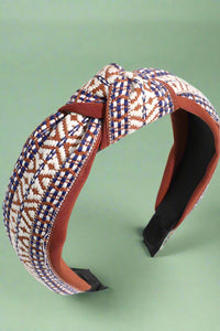 Bohemian Wide Knotted Headband - Red