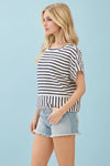 Striped Short-Sleeved Top - Ivory