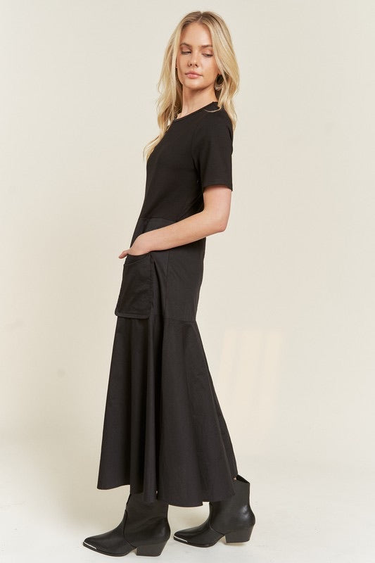 Knit Mix Dress - Black