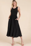 Sleeveless Midi Dress - Black