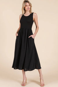 Sleeveless Midi Dress - Black