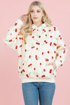Retro Cherry Pullover Fleece Hoodie