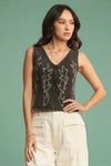 Western Embroidered Zipper Vest - Black
