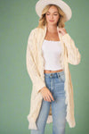 Cable Knit Fringe Hem Cardigan
