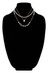 Triple Layer Pearl Chain Link Necklace - Silver