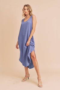 Round Hem Daisy Dress - Blue