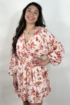 Cross Over Dress Floral Orange